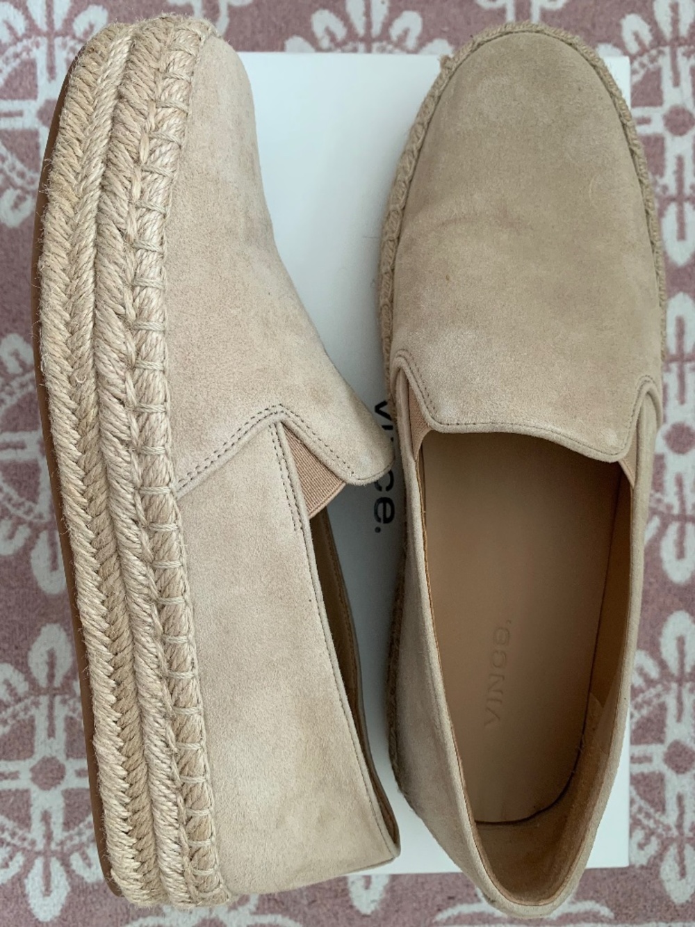 Vince Upton Suede Espadrille Sneakers Cappuccino Size 8M Like New